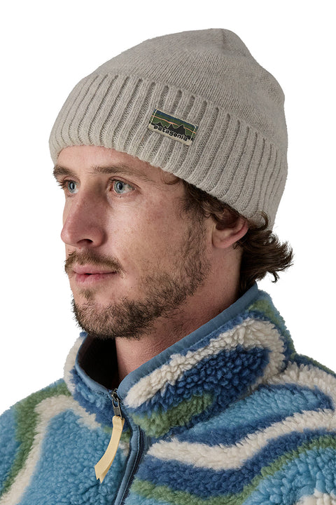 Patagonia Brodeo Beanie - OG Legacy Label: Crisp Grey- Front on model