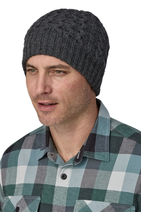 Patagonia Coastal Cable Beanie - Noble Grey- Front on model