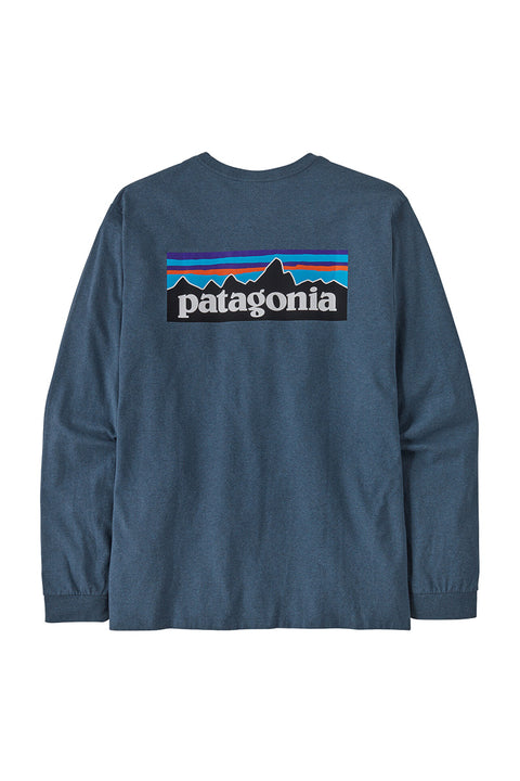 Patagonia Men's L/S P-6 Logo Responsibiliti-Tee - Utility Blue- Back