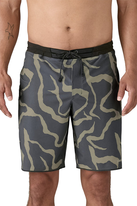 Patagonia Men's Hydrolock Boardshorts 2.0 - Tiger Tracks Camo: Forge Grey- Close up on front