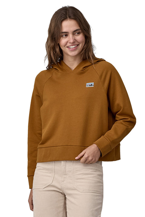 Patagonia Women's Regenerative Organic Certified Cotton Essential Hoody - Shelter Brown- Front on model