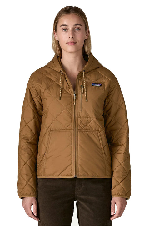 Patagonia Women's Diamond Quilted Bomber Hoody - Deer Brown - Front