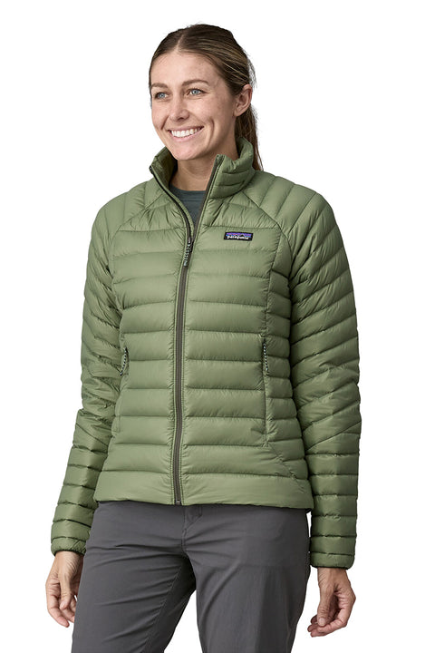 Patagonia Women's Down Sweater Jacket - Terrain Green- Front on model