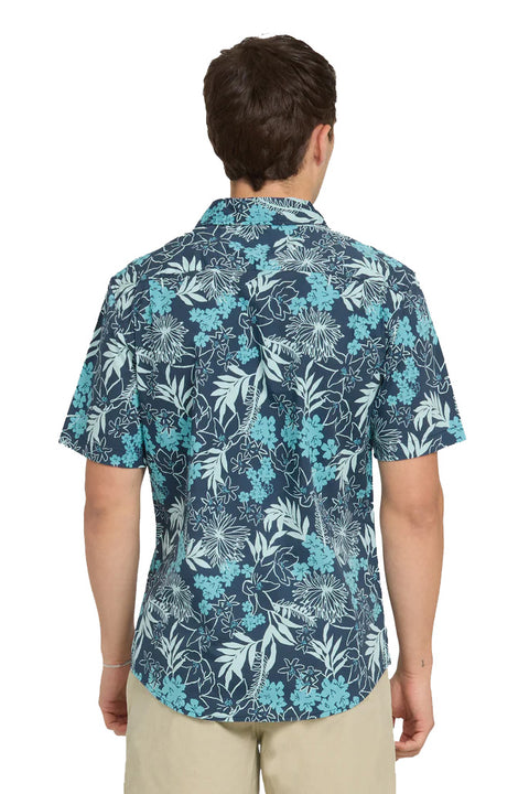 Quiksilver Jetty Bloom Classic Stretch SS Shirt - Dark Denim- Back