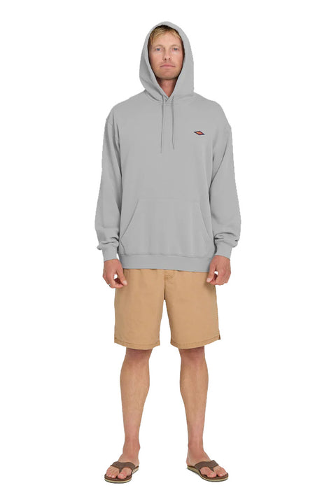 Quiksilver Saltwater Hoodie - Quarry- Full view with hood on