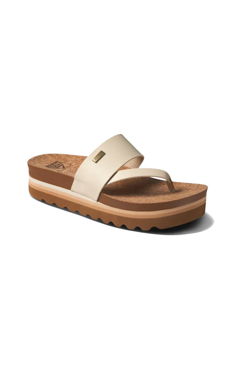 Reef Women's Cushion Sol Hi Sandals - Vintage / Tan- Front of one sandal