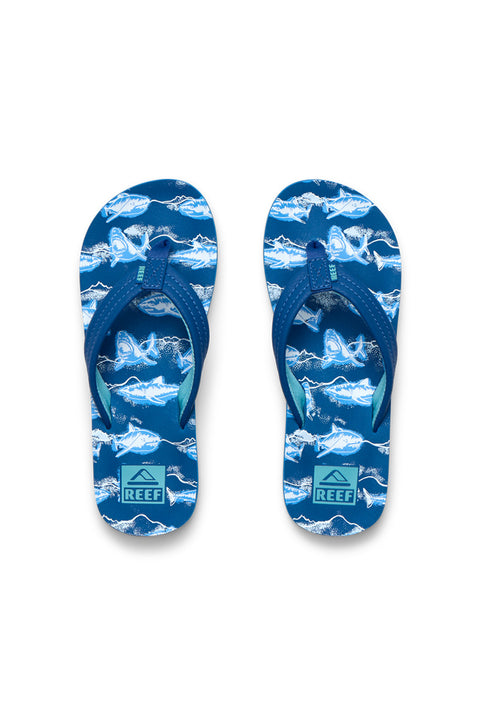 Reef Kids Ahi Sandal - Royal Sharks- Top view