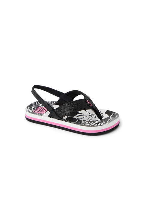 Reef Little Ahi Sandal - Pink / Black Floral- front 2