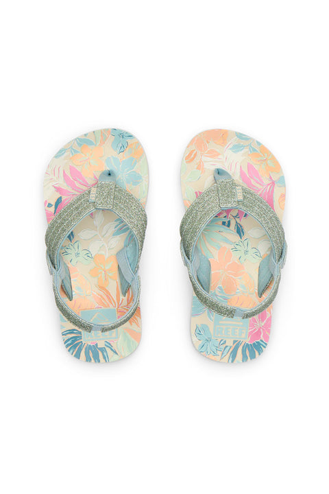 Reef Little Ahi Sandal - Tropical Floral- Top view