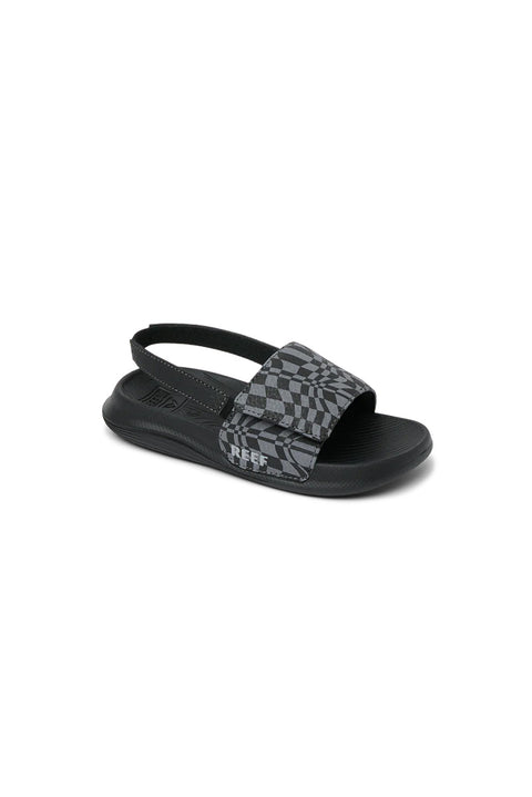 Reef Little Salty Slide - Black Swell Checker- Front 2