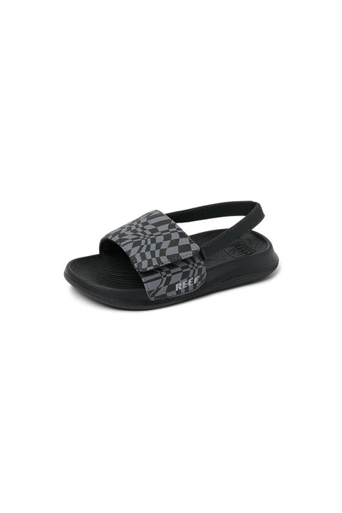 Reef Little Salty Slide - Black Swell Checker- front
