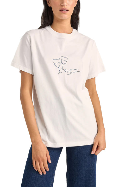 Rhythm Vino Boyfriend T-Shirt - White- Front