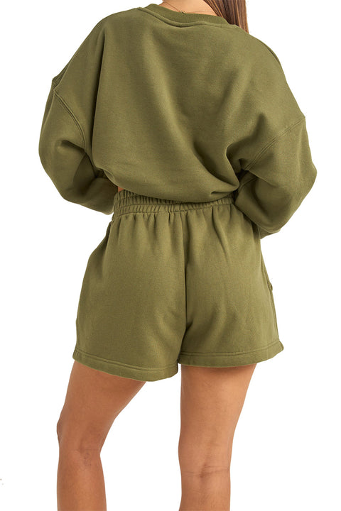 Rhythm College Fleece Short - Olive- Back