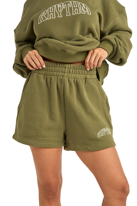 Rhythm College Fleece Short - Olive- Front