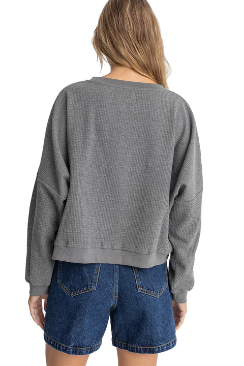 Rhythm Stinson Beach Slouch Waffle Fleece - Grey- Back