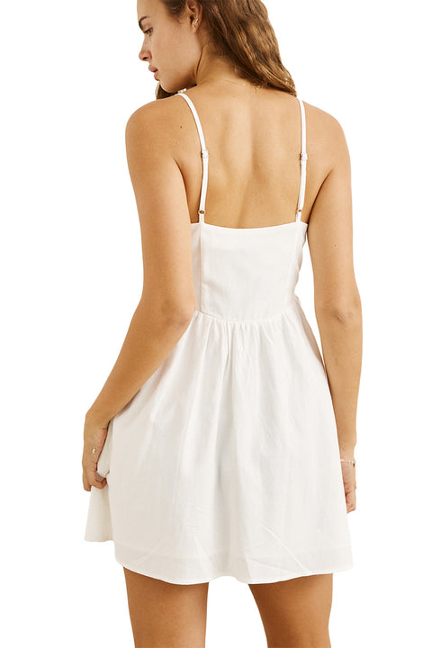 Rhythm Anabelle Gathered Mini Dress - White- Back