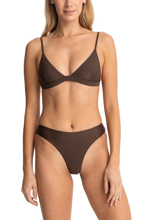 Rhythm Classic Bralette Bikini Top - Chocolate- Front