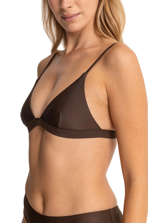 Rhythm Classic Bralette Bikini Top - Chocolate- Side