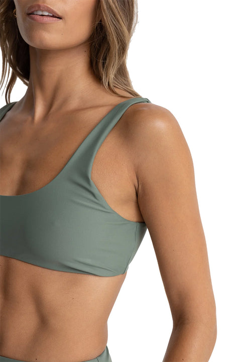 Rhythm Classic Crop Top Bikini Top - Olive- Side
