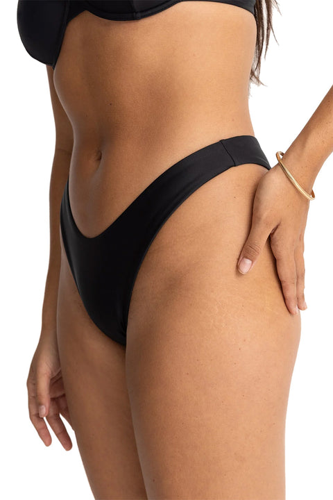 Rhythm Classic Hi Cut Pant Bikini Bottom - Black- Side