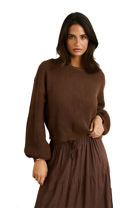 Rhythm Classic Knit Jumper - Chocolate- Front