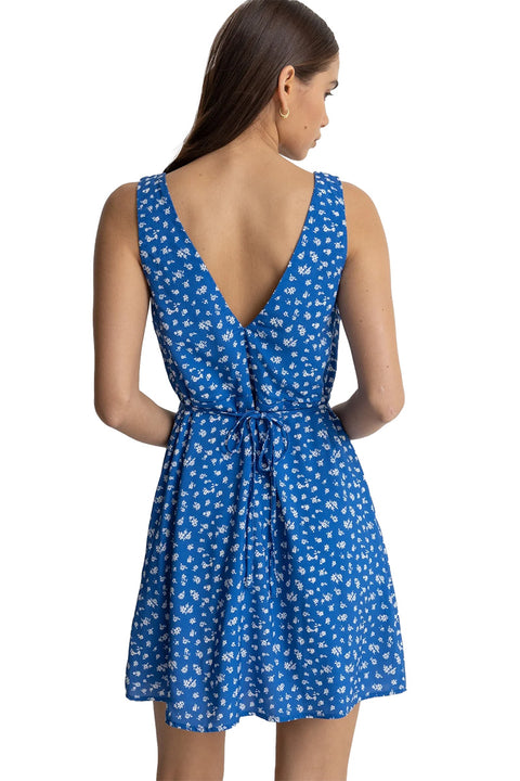 Rhythm Elodie Floral Mini Dress - Blue - Back