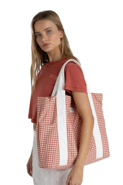 Rhythm Lola Check Tote Bag - Red- Side