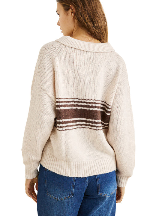 Rhythm Strata Knit Collard Jumper - Natural- Back