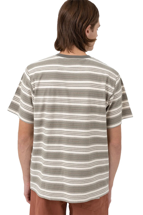 Rhythm Vintage Stripe S/S Shirt - Olive - Back