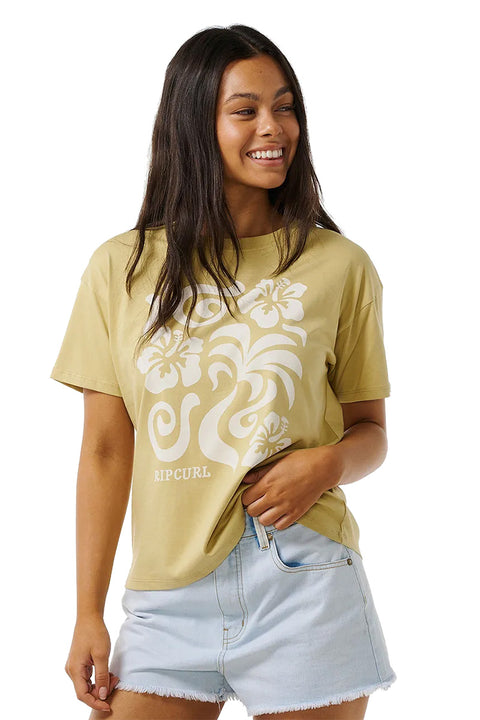 Rip Curl Aloha Relaxed Tee - Light Olive- Front view