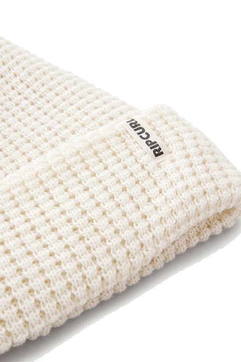 Rip Curl Anoeta Reg Pom Pom Beanie - Off White - Tag Closeup