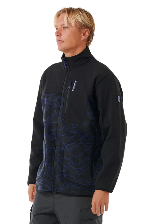 Rip Curl Anti Series Search Zip Crew - Black / Berry- Side