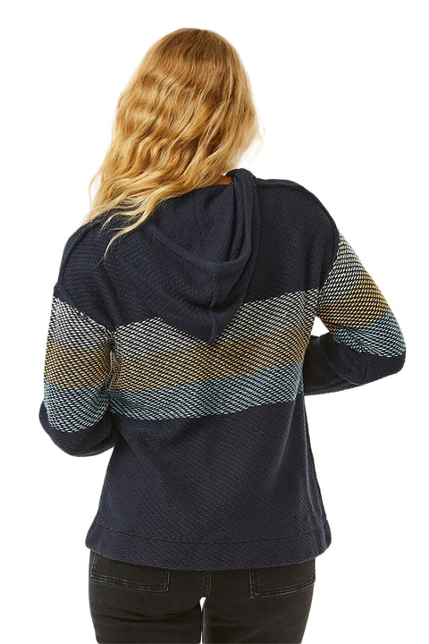 Rip Curl Block Party Poncho Knit - Navy - Back
