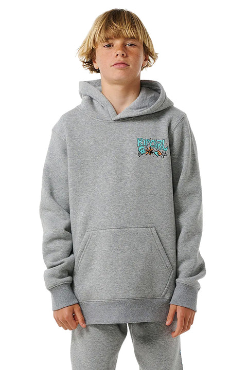 Rip Curl Boy's Shred Hoodie - Grey Marle- Front view
