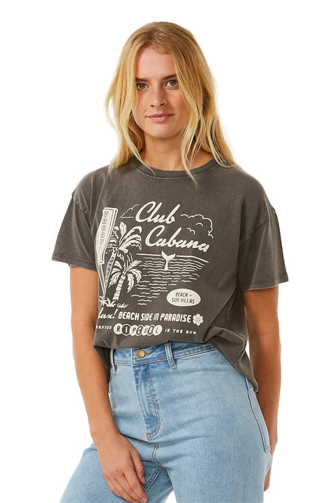 Rip Curl Club Cabana Relaxed Tee - Washed Black