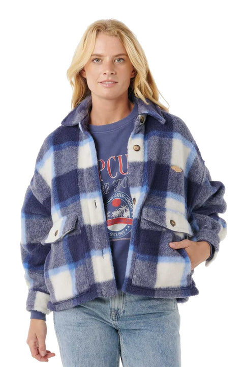 Rip Curl Cala Nights Check Jacket - Blue - Front