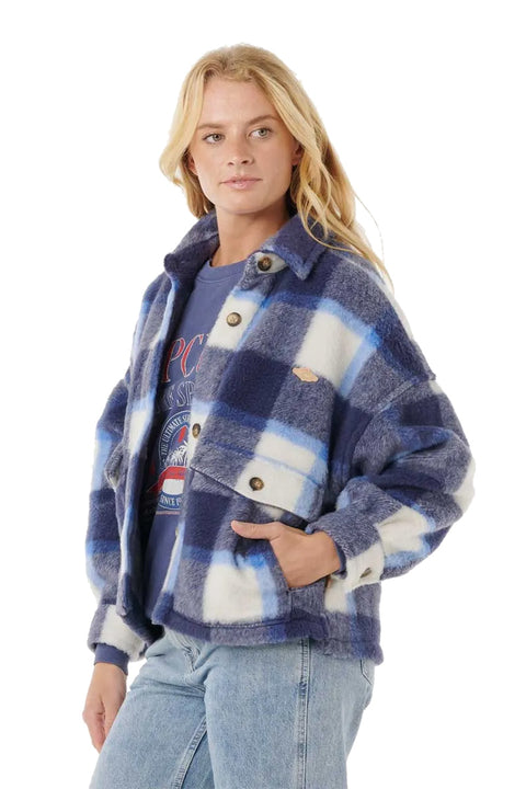 Rip Curl Cala Nights Check Jacket - Blue - Side