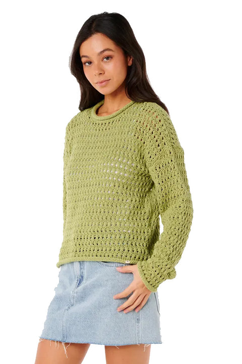 Rip Curl Cala Nights Pointelle Crew - Sage- Side