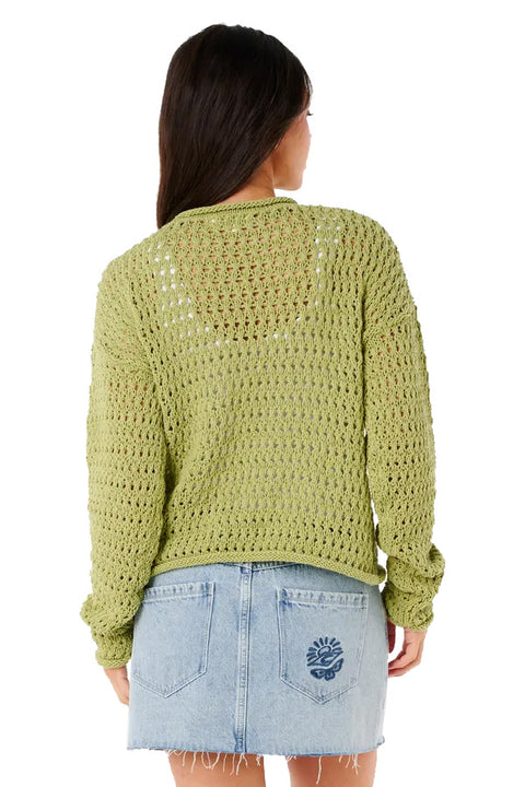 Rip Curl Cala Nights Pointelle Crew - Sage- Back