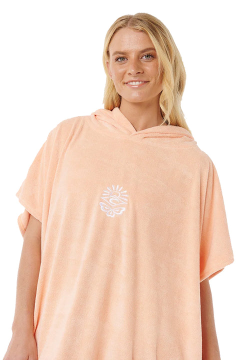 Rip Curl Classic Surf Hooded Towel - Bright Peach- Close up of front