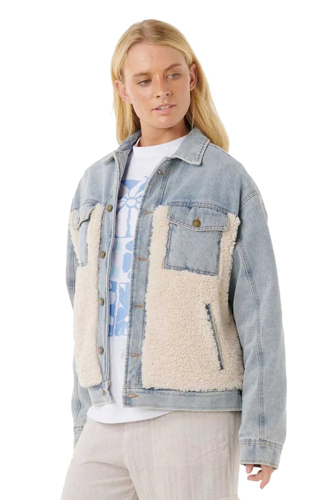 Rip Curl Cruisin Sherpa Denim Jacket - Washed Blue - Side