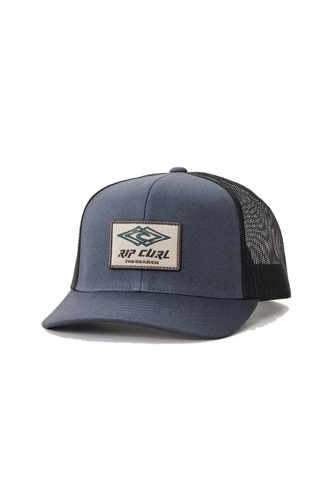 Rip Curl Custom Curve Trucker Hat - Washed Black Diamond- Front