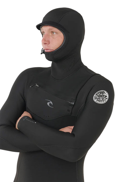 Rip Curl Dawn Patrol 5/4 Hooded Wetsuit- Close up on chest