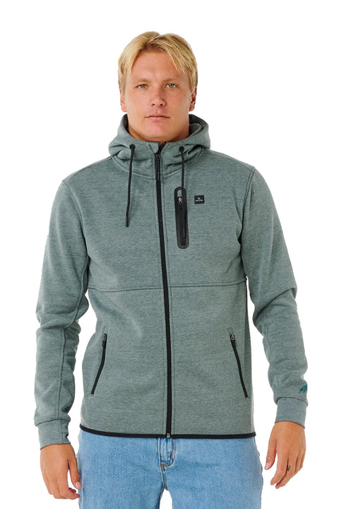 Rip Curl Departed Anti Series Zip Thru Fleece - Moss- Front