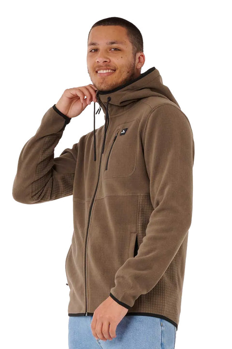 Rip Curl Departed Polar Fleece Zip Thru Jacket - Rock- Side
