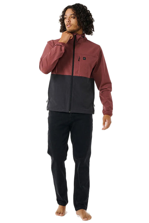 Rip Curl Elite Anti-Series Zip Through Jacket - Apple Butter- Front on full view of the model