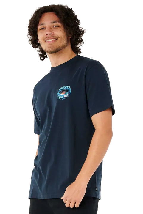 Rip Curl Hazed & Tubed Tee - Dark Navy- Front