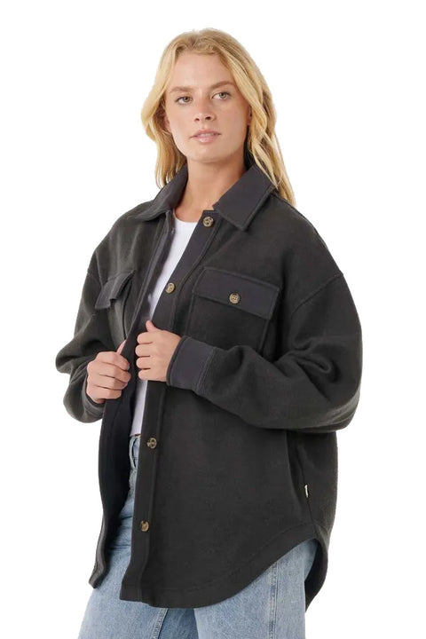 Rip Curl High Tide Fleece Shacket - Washed Black- Side