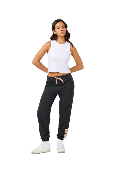 Rip Curl High Tide Track Pants - Black Marle- Front on model