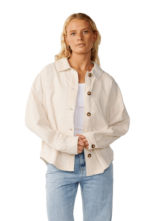 Rip Curl Keepsakes Washed Cord Shirt - Stone- Front
